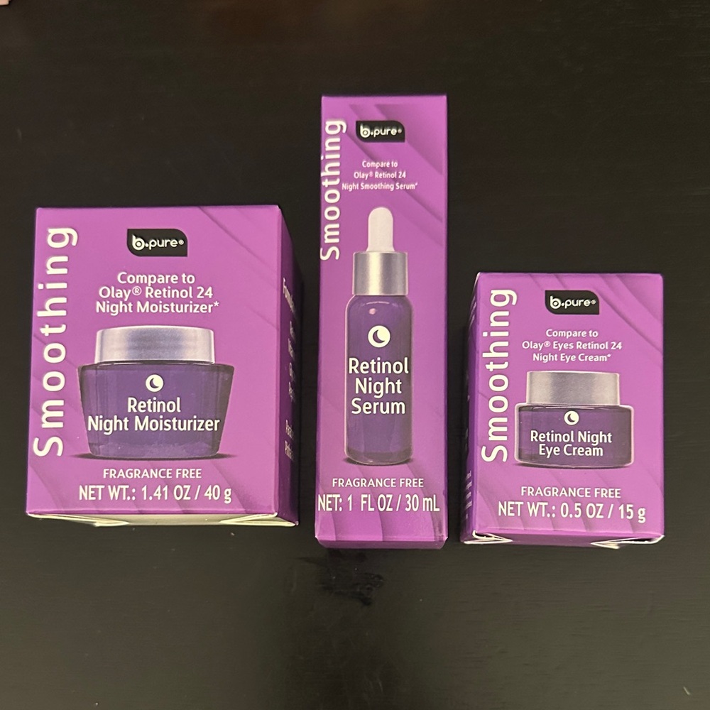 New Viral BPure Retinol Night Skincare Set Bundle Moisturizer Eye Cream & Serum